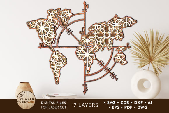 Download Compass Map Multilayer Laser Cut Files - Laser cut file Collection