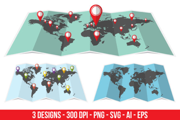 Download World Travel Map Clipart Set - Map clipart Collection