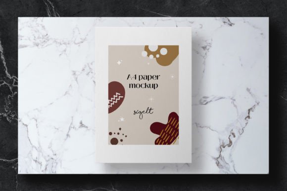 Download A4 Flyer Print Mockup on Marble - Print mockup Collection