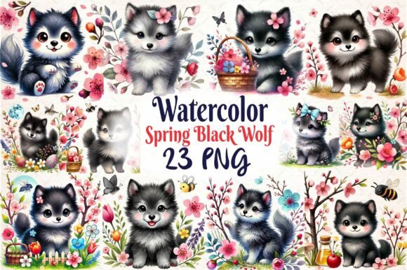 Download Spring Black Wolf Clipart Bundle - Premium Bundle