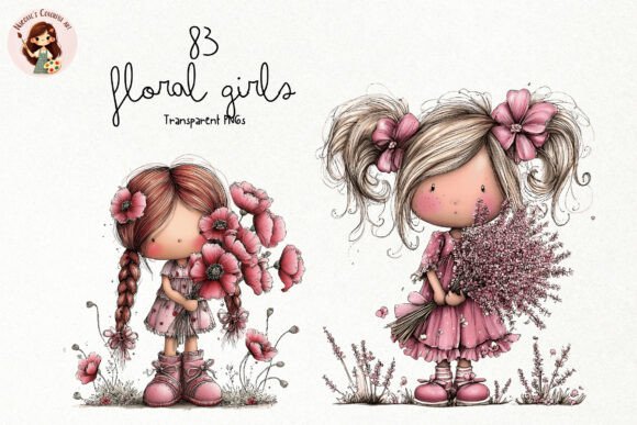 Download Pink Floral Girls PNG Clipart Bundle - Png clipart bundle Collection