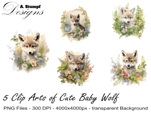 Download A Cute Baby Wolf Clip Art Bundle - Premium Resources