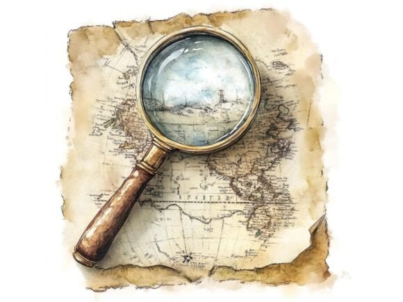 Download 10 Magnifying Glass Vintage Map Clipart - Map clipart Collection